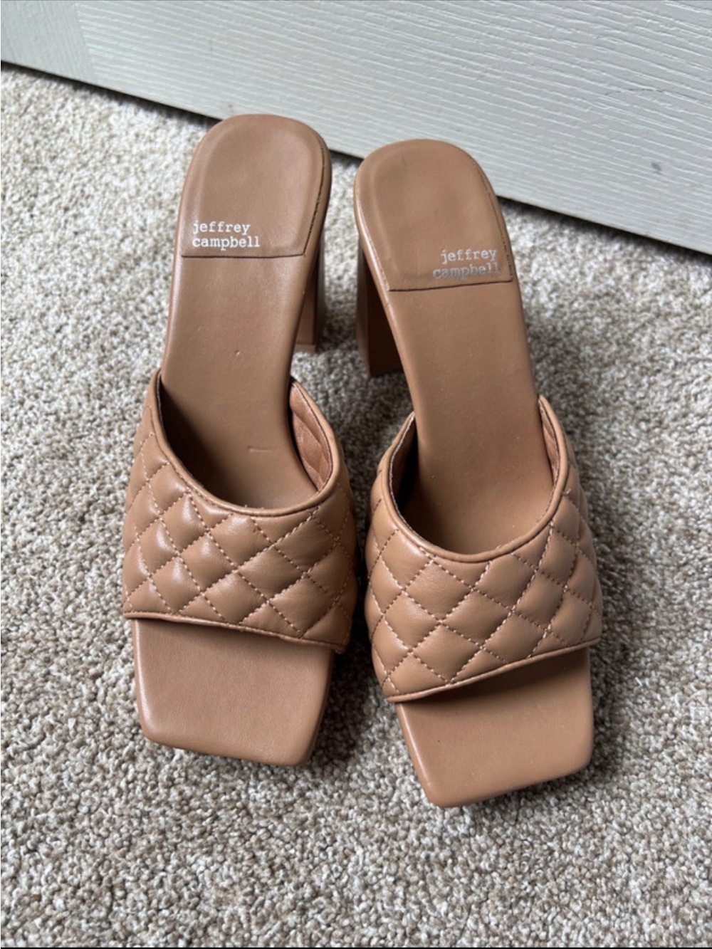 Jeffrey Campbell brown Square-Toe Block Heel Sandals